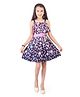 Tiny Girl Sleeveless Floral & Leaves Printed Fit & Flared Dress - Blue