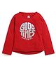 Tiny Girl Full Sleeves Good Times Text Glitter Printed Tee - Red