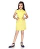 Tiny Girl Cotton Cap Sleeves Solid Dress - Lemon Yellow