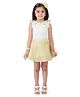 Tiny Girl Cotton Sleeveless Floral Embroidered Top With Gingham Checked Skirt Set - Yellow