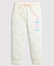 Tiny Girl Cotton Joyful Text Glitter Printed Joggers - Off White