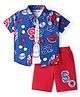 Babyhug Marvel Single Jersey Knit Half Sleeves Spider Man Printed Shirt T-Shirt & Shorts Set - Blue Red & White