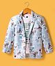 Rikidoos Full Sleeves Abstract Printed Blazer With Tee - Sky Blue & White