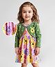Babyhug Disney Single Jersey Knit Full Sleeves Shrug & Winnie The Pooh Printed Frock - Pink & Green