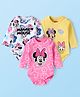 Babyhug Disney Interlock Knit Full Sleeves Onesies with Minnie Mouse Graphics Pack of 3 - White Pink & Yellow