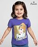 Babyhug Disney Single Jersey Knit Half Sleeves T-Shirt With Cindrella Graphic & Gold Foil Detailing - Purple