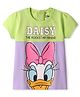 Babyhug Disney Single Jersey Knit Half Sleeve Cut & Sew Top With Daisy Duck Graphic - Light Green & Purple