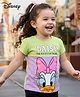 Babyhug Disney Single Jersey Knit Half Sleeve Cut & Sew Top With Daisy Duck Graphic - Light Green & Purple