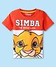 Babyhug Disney Single Jersey Knit Half Sleeves Cut & Sew T-Shirt with Simba Graphics - Red