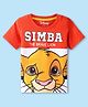 Babyhug Disney Single Jersey Knit Half Sleeves Cut & Sew T-Shirt with Simba Graphics - Red