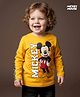Babyhug Disney Single Jersey Knit Full Sleeves T-Shirt With Mickey Mouse Graphics & Tape Detailing - Yellow