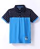 Bumchums Single Jersey Knit Half Sleeves Printed Polo T-Shirt With Cut & Sew Design - Royal & Navy Blue