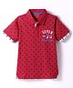 Bumchums Single Jersey Knit Half Sleeves Polo T-Shirt With Paper Plane Print - Red