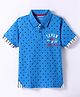Bumchums Single Jersey Knit Half Sleeves Polo T-Shirt With Paper Plane Print - Royal Blue