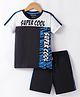 Bumchums Single Jersey Knit Half Sleeves Text Printed Cut & Sew T-Shirt with Shorts Set  - Black