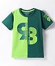 Bumchums Single Jersey Knit Half Sleeves T-Shirt With Text Print & Color Block Design - Green(Print May Vary)