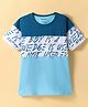 Bumchums Single Jersey Knit Half Sleeves T-Shirt With Text Print & Cut & Sew Design - Blue