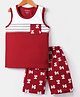Bumchums Single Jersey Knit Sleeveless Cut & Sew Tank T-Shirt & Shorts Set with Number Print - Maroon