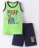 Bumchums Single Jersey Knit Sleeveless Text Printed Tank T-Shirt & Shorts (Print & Colour May Vary)