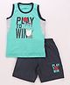 Bumchums Single Jersey Knit Sleeveless Tank T-Shirt & Shorts Set With Basketball Print - Mint Green & Black