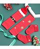 Tipy Tipy Tap Cotton Christmas Theme Santa Claus & Star Glitter Designed Socks & Legwarmers Set - Red