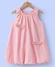 Mark & Mia Cotton Sleeveless Frock with Bow Applique - Pink