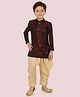 ETHNIKS NEURON Rayon Full Sleeves Jacquard Abstract Printed Sherwani Set - Maroon