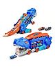 Happy Hues Dinosaur Storage  Truck Toy- Transformable Into Standing Dinosaur- Foldable & Sliding 25-Inch Race Track with 2 Alloy Cars-Toddler Car Toys Set