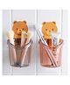 Paper Moon Toothbrush Holders For Bathroom Waterproof Self Adhesive Wall Mount For All Types Tooth Brush, Toothpaste, Face-Cream, Teddy Bear Shaped With Cup Drain, 1pc - Design May Vary