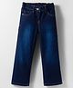Kookie Kids Woven Full Length Washed Denim Jeans With Stretch - Navy Blue