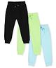 The Mom Store Cotton Pack Of 3 Solid Joggers - Black Light Blue & Neon Green