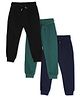 The Mom Store Cotton Pack Of 3 Solid Joggers - Bottle Green Black & Navy Blue
