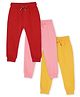 The Mom Store Cotton Pack Of 3 Solid Joggers - Maroon Pink & Yellow