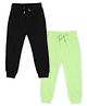 The Mom Store Cotton Pack Of 2 Solid Joggers - Black & Neon Green