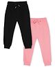 The Mom Store Cotton Pack Of 2 Solid Joggers - Black & Pink