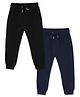 The Mom Store Cotton Pack Of 2 Solid Joggers - Black & Navy Blue