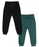 The Mom Store Cotton Pack Of 2 Solid Joggers - Black & Bottle Green