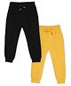 The Mom Store Cotton Pack Of 2 Solid Joggers - Black & Yellow