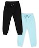 The Mom Store Cotton Pack Of 2 Solid Joggers - Black & Light Blue