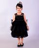 The Mom Store Sleeveless Pearls Embellished Layered Net Dress - Black