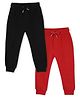 The Mom Store Cotton Pack Of 2 Solid Joggers - Black & Maroon
