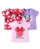 Babyhug Disney Single Jersey Knit Half Sleeve Tops with Minnie Mouse Graphics Pack of 3-  Red Pink & Purple
