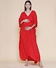 Mine4Nine Three Fourth Batwing Sleeves Solid Maternity Kaftaan Dress - Red