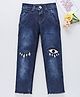 Enfance Eyes Embroidered Mild Washed Denim Jeans - Dark Blue