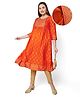 Bella Mama Viscose Woven Three Forth Sleeves Maternity Kruta With Embroidered Yoke & Pockets - Neon Orange