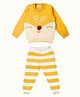 Greendeer 100% Cotton Full Sleeves Fox Designed Sweater & Striped Pant Set - Mustard Yellow