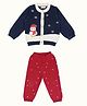 Greendeer 100% Cotton Full Sleeves Penguin Designed Sweater & Pant Set - Red & Navy Blue