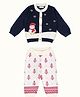 Greendeer 100% Cotton Full Sleeves Penguin Designed Sweater & Pant Set - Red & Navy Blue