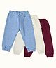 Greendeer 100% Cotton Pack Of 3 Solid Sweat Pants - Cream Melange Blue & Yale Blue