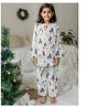 KLINGARU Cotton Woven Christmas Theme Full Sleeves Penguins Printed Coordinating Tee & Pajama Set - White